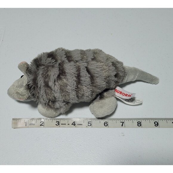 Aurora Armadillo 9 Inch Plush Gray Striped Stuffed Animal Toy - Picture 5 of 5